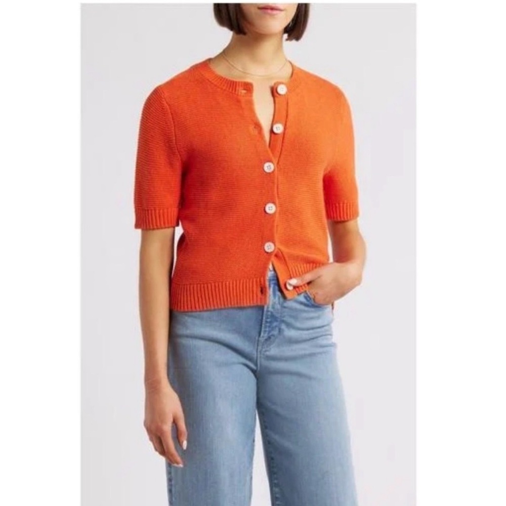 Alex Mill Elle Sweater Cotton Linen Small Tangerine